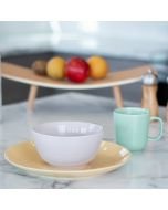 Everything Kitchens Modern Colorful Neutrals - Rippled 12-Piece Breakfast Set - Glazed | Butter Yellow, Dusty Purple, Light Green
