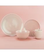 Everything Kitchens Modern Colorful Neutrals - Rippled 16-Piece Dinnerware Set - Glazed | Blush Pink - PINK shoot