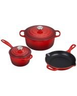 Le Creuset 5-Piece Signature Cookware Set with Stainless Steel Knobs | Cerise/Cherry Red