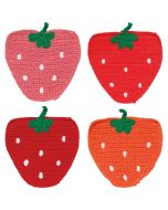 image shows Danica Jubilee Crochet Coasters (Set of 4) | Berry Sweet against a blank, white background