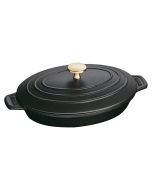 Staub Oval Cast Iron Hot Plate w/ Lid, 9"  - Black Matte 1332325 