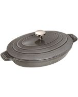 Staub Oval Cast Iron Hot Plate w/ Lid, 9"  - Graphite Grey 1332318