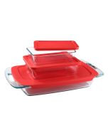 Pyrex Easy Grab 6-Piece Storage Set with Lids | Red