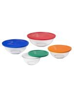 Le Creuset Set of 3 Nested Mixing Bowls w/Nonslip Silicone Base & Plastic  Air Tight Lids, Large, Stainless Steel