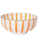 image shows Danica Jubilee Citrus Burst 8" Stamped Bowl | Orange against a blank, white background