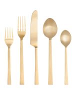 Danica Heirloom 5pc Flat Edge Flatware Set  | Matte Gold