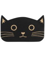  image shows Danica Jubilee Coir Fiber Doormat | Black Cat Shaped against a blank, white background