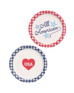  image shows xo, Fetti 24-Piece Paper Plates | All American Plates  against a blank, white background