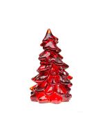 image shows Mosser Glass Holiday Collection 2.75" Tree Figurine | Red against a blank, white background