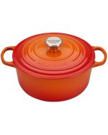 Le Creuset 5.5 Qt. Round Signature Cast Iron French Oven with Stainless Steel Knob | Flame Orange