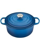 Le Creuset 5.5 Qt. Round Signature Cast Iron French Oven with Stainless Steel Knob | Marseille Blue