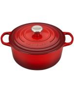 Le Creuset 5.5 Qt. Round Signature Cast Iron French Oven with Stainless Steel Knob | Cerise/Cherry Red