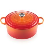 Le Creuset 7.25 Qt. Round Signature Cast Iron French Oven with Stainless Steel Knob | Flame Orange