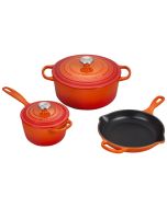 Le Creuset 5-Piece Signature Cookware Set with Stainless Steel Knobs | Flame Orange
