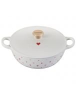 Le Creuset 2.75 Qt. Enameled Cast Iron Chef's Oven with Gold Knob | L'Amour (White)