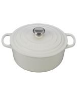 Le Creuset 5.5 Qt. Round Signature Cast Iron French Oven with Stainless Steel Knob | White