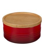 Le Creuset 23 oz. [5 1/2" diameter] Canister with Wood Lid, Cerise Red (Storage Containers) PG1517-1467