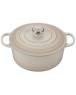 Le Creuset 5.5 Qt. Round Signature Cast Iron French Oven with Stainless Steel Knob | Meringue White
