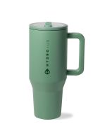 HydroJug Traveler 32oz Leakproof Tumbler (Sage) against a white background shot from the side from the front