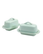  image shows Chantal 5" Mini Butter Dish (Set of 2) — Sage Green against a blank, white background
