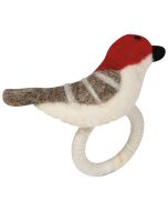 image shows Now Designs by Danica Felt Napkin Ring | Birds & Boughs Christmas  against a blank, white background
