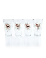 Fiesta SKULL AND VINE 16 oz. Sugar Clear Cooler Glassware - Set of 4