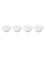 Le Creuset Petal Collection 4-Piece Mini Bowl Set (White) against a white background