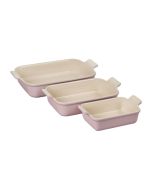 Le Creuset Set Of 3 Heritage Rectangular Dishes | Chiffon Pink