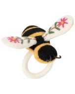image shows Now Designs by Danica Felt Napkin Ring | Bee Garden against a blank, white background