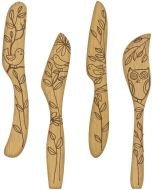 Talisman Designs 2301 Set of 4 Cheese Knives / Cheese Spreaders: Made of Natural Beechwood with Laser-Etched Art