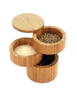 Totally Bamboo Triple Stack Salt Box with Magnetic Swivel Lids