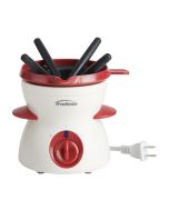 image shows Trudeau Electric 7-Piece Chocolate Fondue Set against a blank, white background