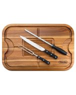 Viking Oversized Acacia Carving Board with 3 Piece Carving Set