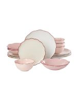 image shows Kate Spade Garden Party 16-Piece Dinnerware Set | Pink against a blank, white background
