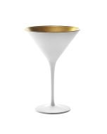 Stolzle 8oz Olympia Crystal Martini Glasses - Set of 2 | White & Gold