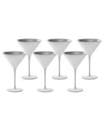 Stolzle 8oz Olympia Crystal Martini Glasses - Set of 6 | White & Silver
