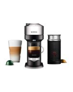 image shows Nespresso Vertuo Next Premium Coffee & Espresso Machine with Aeroccino by De'Longhi | Chrome against a blank, white background
