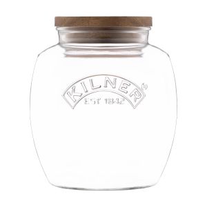 Kilner Universal Push Top Glass Storage Jar with Wooden Lid