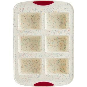 Trudeau White Confetti Silicone 6-Count Mini Loaf Pan