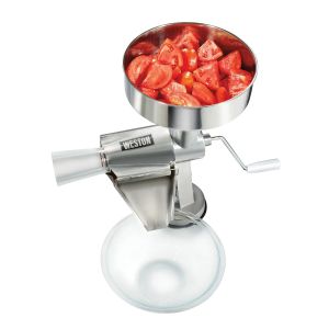  image shows Weston Metal Tomato Strainer against a blank, white background