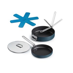 Joseph Joseph Space Folding Handle Ceramic Non-Stick 3-Piece Essential Cookware Set | Blue