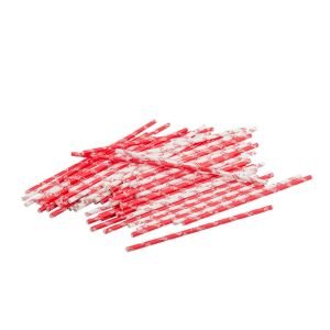 TableCraft 7.5" Coca-Cola Red & White Stripe Paper Straws | Qty 100
