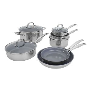 Henckels CLAD H3 Ceramic Nonstick 10 Piece Stainless Steel Cookware Set 