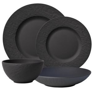 Villeroy & Boch Manufacture Rock 4-Piece Dinnerware Set (Black)