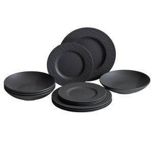 Villeroy & Boch Manufacture Rock 4-Piece Dinnerware Set (Black)