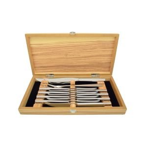 Wusthof 10-Piece Stainless Steel Steak Knife & Carving Set | Olivewood