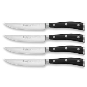 4-Piece Micro-Serrated Ceramic Steak Knife Set - Black/White