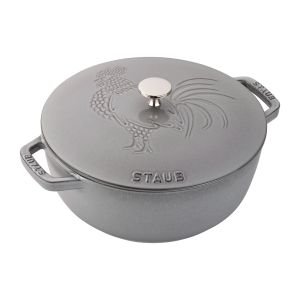 Staub Essential 3.75 Qt Cast Iron Rooster Cocotte/Dutch Oven - Graphite Grey (11752418)