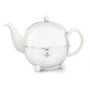 Bredemeijer 30oz Ceramic Teapot (White & Stainless Steel) 