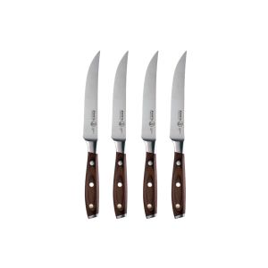 image shows Messermeister Avanta Pakkawood Steak Knife Set | 4-Piece against a blank, white background